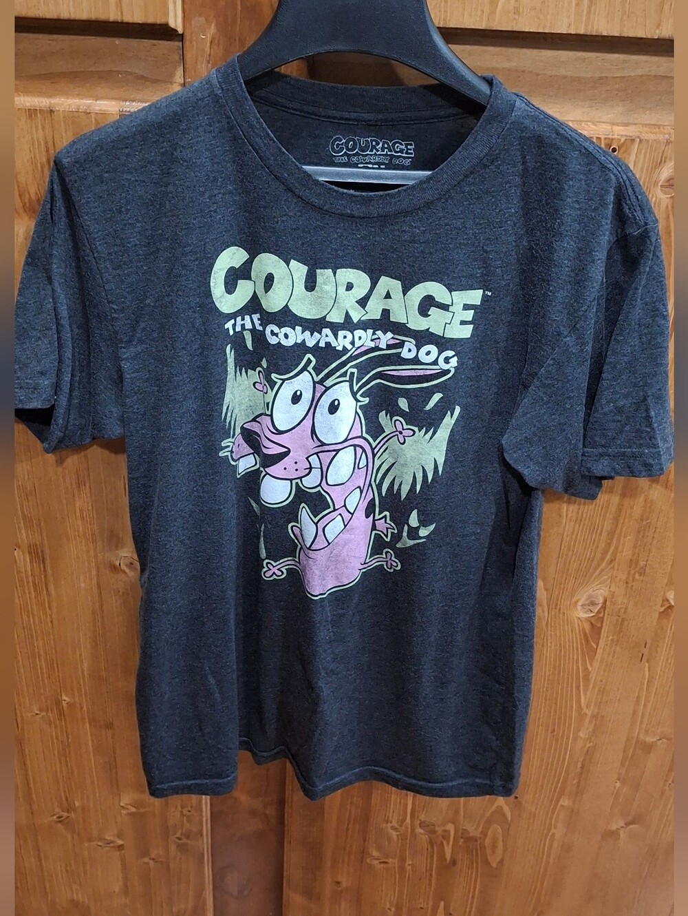 Mens Medium Courage the Cowardly Dog Graphic Tee - Charcoal Grey